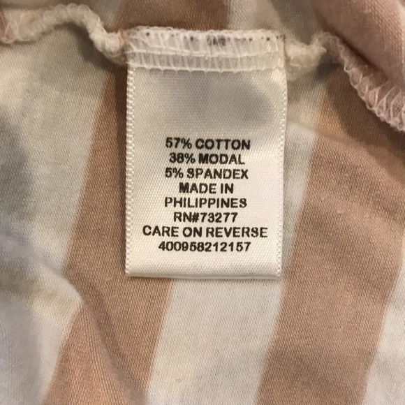 2/$25 ELLE Beige White Striped Shirt Size Medium - Picture 5 of 8